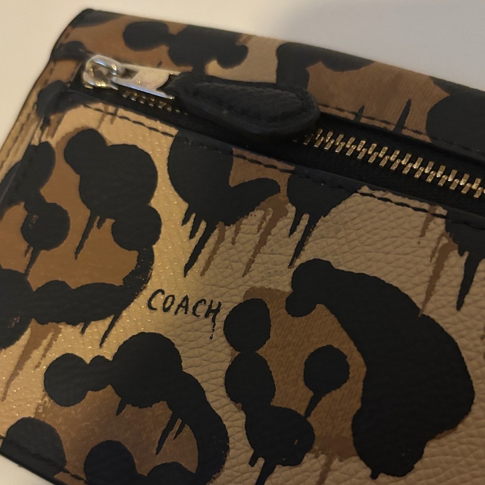Coach Leopard-Print Continental Wallet in Tan and Black - Picture 7 of 11